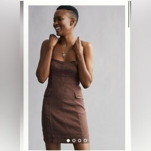 By Anthropologie brown linen dress, size 0